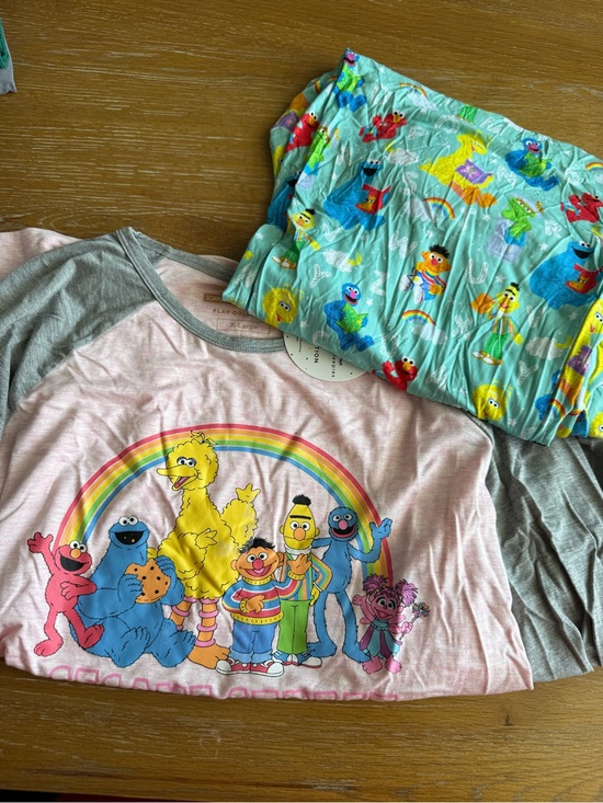 Little Sleepies Other - Little Sleepies Pink and Gray Sesame Street Rainbow Pajama Set